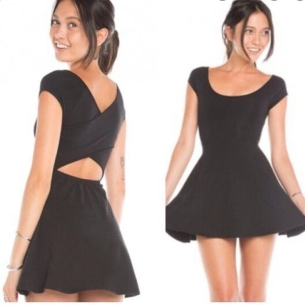 Brandy Melville Black Fit-and-Flare Mini Dress with Cutout Back